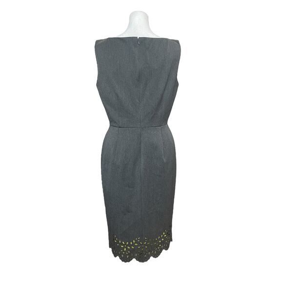 Muse Women's Sheath Dress‎ Size 6 Gray Green Silk Eyelets Career Sophisticated - Picture 6 of 9